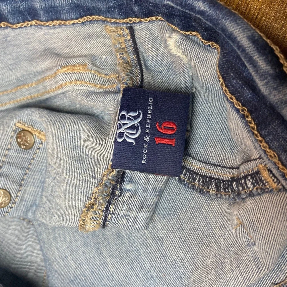 Rock & Republic Womens Kashmiere Blue Distressed Skinny Stretch Jeans 16M Casual